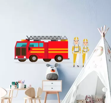 Gasilec moški in ženska avto otroci spalnica stenske nalepke - TenStickers