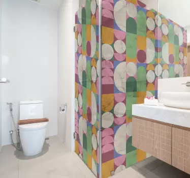 Geometrijske teksturirane oblike nalepka z motivom za tuš - TenStickers
