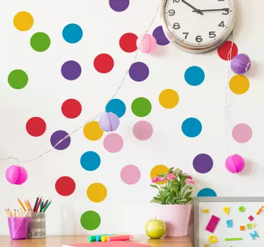 Geometrijski otroški barvni moli krog nalepka za steno - TenStickers