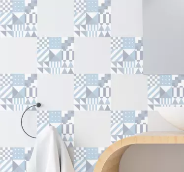 Geometrijski prenos ploščic modrega vzorca - TenStickers