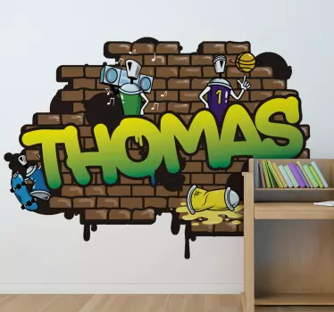 Grafiti ime opeka tapeta urban decal - TenStickers