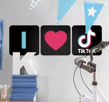 I love tik tok doma stenske nalepke - TenStickers