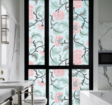 Japonski cvetovi okno film decal - TenStickers