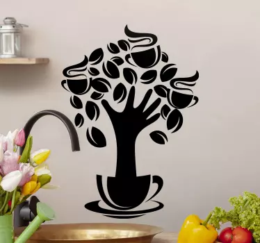 Kavna skodelica drevo za pijačo na steni - TenStickers