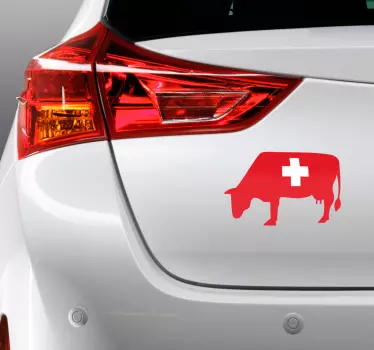 Krava švicarska zastava avto nalepka - TenStickers