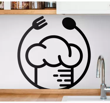 Kuharska kapa, žlica in vilice kuhinjska nalepka - TenStickers