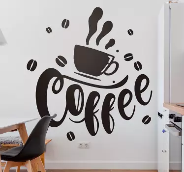 Kuhinja s stekleno nalepko za pijačo s kavo - TenStickers
