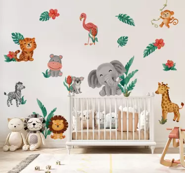 Ljubke safari živali otroška nalepka za steno - TenStickers
