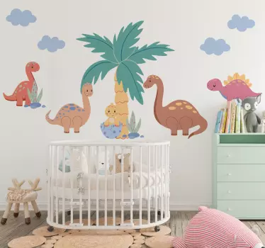 Ljubki dinozavri otroška nalepka za steno - TenStickers