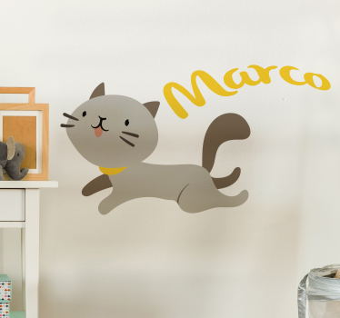 Mačka in ime prilagodljiva nalepka - TenStickers
