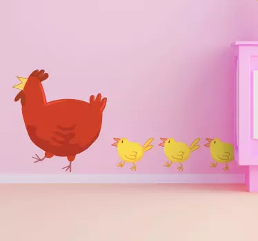 Mati kokoš z nalepko piščancev - TenStickers