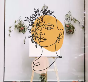 Minimalistični portret ženske nalepke na oknu - TenStickers