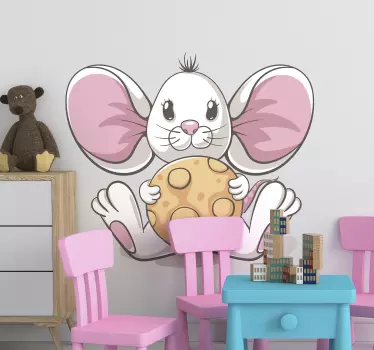 Miška s piškoti ilustracija stenska umetnost nalepka - TenStickers