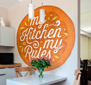 Moja kuhinja moja pravila oranžna domača ponudba stenska nalepka - TenStickers