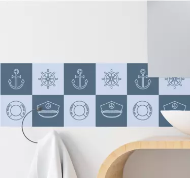 Morski simboli ploščice obroba nalepka - TenStickers