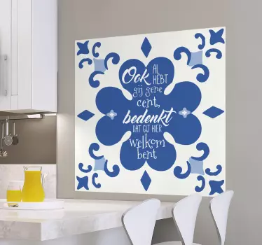 Nalepka besedila stene nizozemske modre ploščice - TenStickers