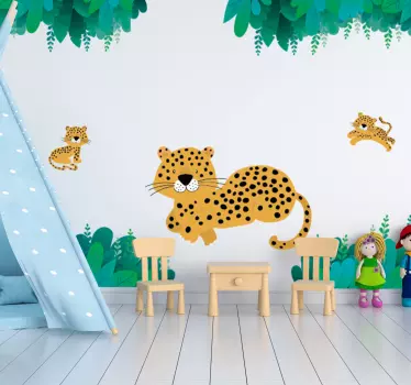 Nalepka divjih živali leopard mama in dojenček - TenStickers