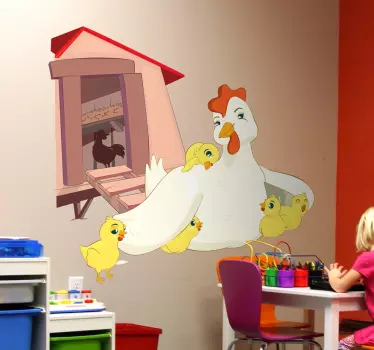 Nalepka mati kokoš in piščanci - TenStickers