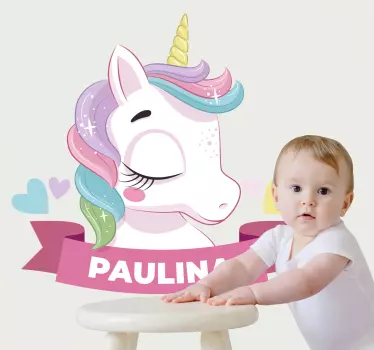 Nalepka po meri lepo mavrični lasje samorog - TenStickers