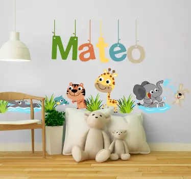 Nalepka stene besedila živali iz džungle, ki jo je mogoče prilago - TenStickers