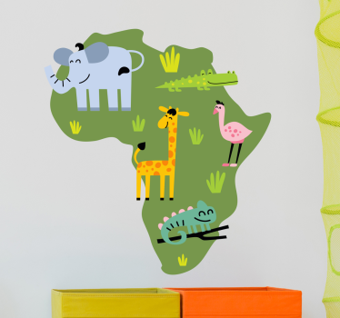 Nalepka stene zemljevida afriških živali - TenStickers
