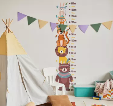 Nalepka tabele višine merilnika indijske živali - TenStickers