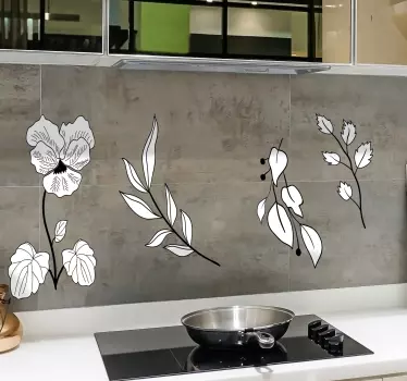 Nalepka za cvetlične omare za konture s cvetjem - TenStickers