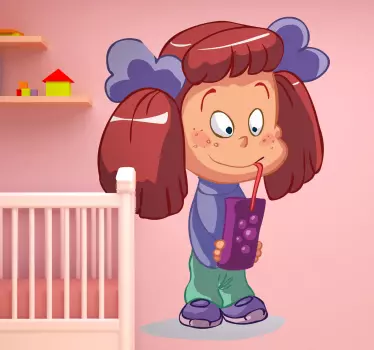 Nalepka za deklico, ki pije sok - TenStickers