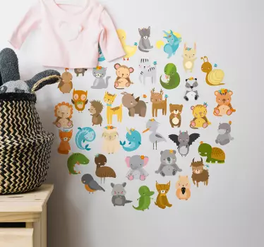 Nalepka za krožno steno živali živali - TenStickers