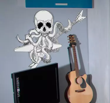 Nalepka za stene kitara hobotnice rock and roll - TenStickers