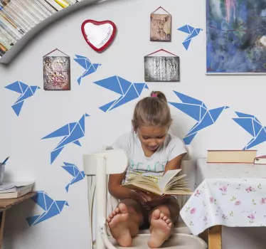 Nalepka za stene origami ptic - TenStickers