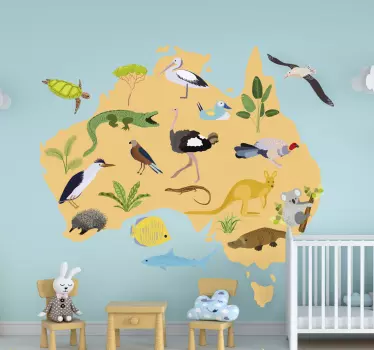 Nalepka za stene sveta zemljevidov avstralskih otrok - TenStickers