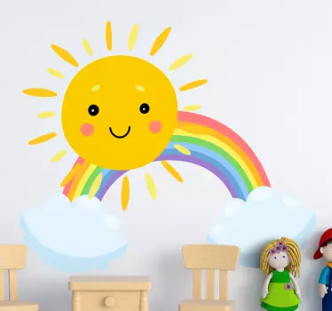 Risanka sonce in mavrica za steno Stenska nalepka - TenStickers