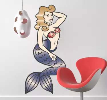 Nalepka za steno tatoo morska deklica - TenStickers