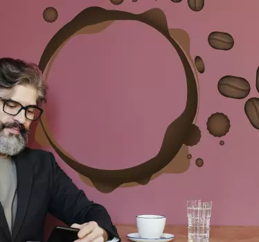 Nalepka za steno z napitkom kave okrogle oblike - TenStickers