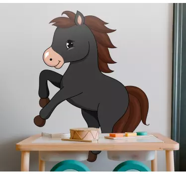 Nalepka za tapeta mali črni konj - TenStickers