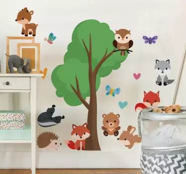 Nalepka živahnih gozdnih živali divjih živali - TenStickers