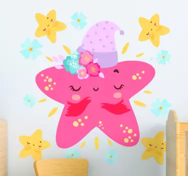 Nasmeh-rdeče-zvezde ilustracija stenska umetnost nalepka - TenStickers