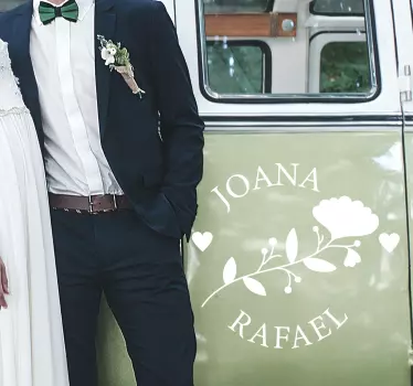 Nevesta in ženina ime poročne vinilne nalepke - TenStickers