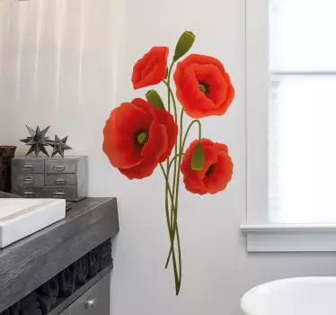 Nežno-makovo seme cvetlični dekor - TenStickers