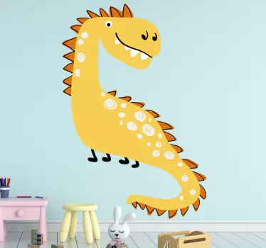 Nordic dinozaver rumeno narisana zmajeva stenska nalepka - TenStickers