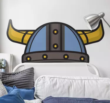 Nordijska čelada viking s stenskimi nalepkami z rogovi - TenStickers