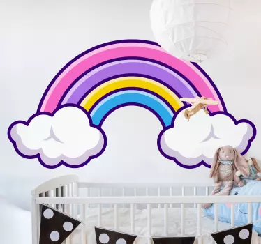 Oblak risanka mavrica nagnjena stenska nalepka - TenStickers