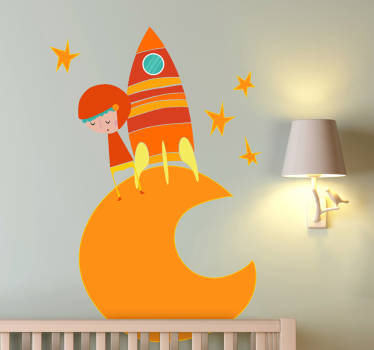 Oranžna stena nalepke astronavta - TenStickers