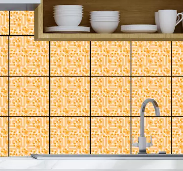 Oranžne geometrijske ploščice prenesejo nalepko - TenStickers