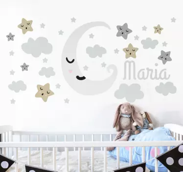 Osebna luna in zvezde stenska nalepka - TenStickers