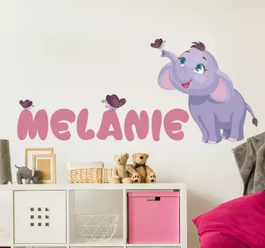 Osebno ime otroški slon nalepka divjih živali - TenStickers
