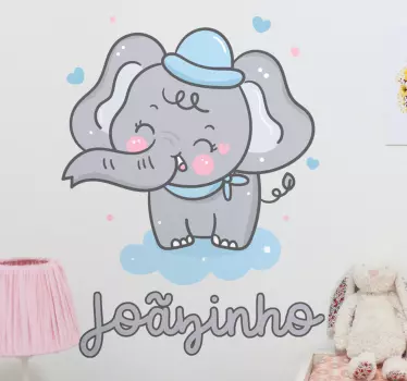 Osebno ime slona na nalepkah na steni v oblaku - TenStickers
