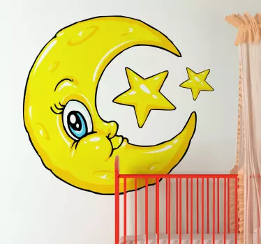 Otroci luna in zvezda spalnica nalepke - TenStickers