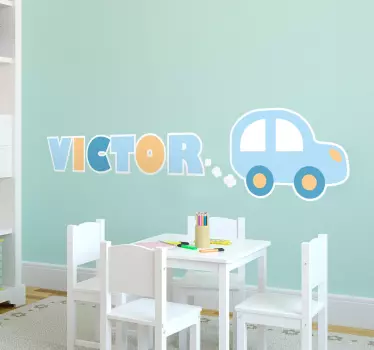 Otroci osebni avtomobil z nalepko z imenom stene - TenStickers